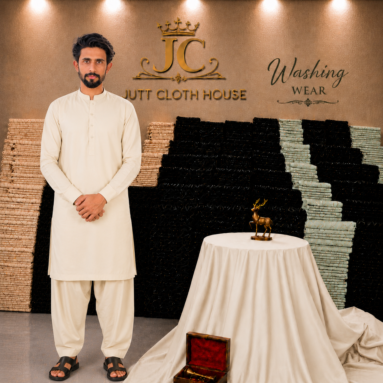 Gull Ahmad Wash & Wear Cream Men's