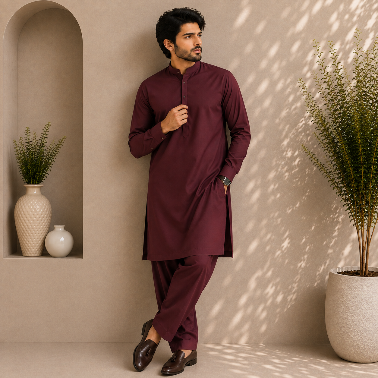 Gull Ahmad Washing Wear  Maroon
