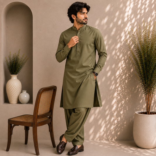 Gull Ahmad Washing Wear Olive Green