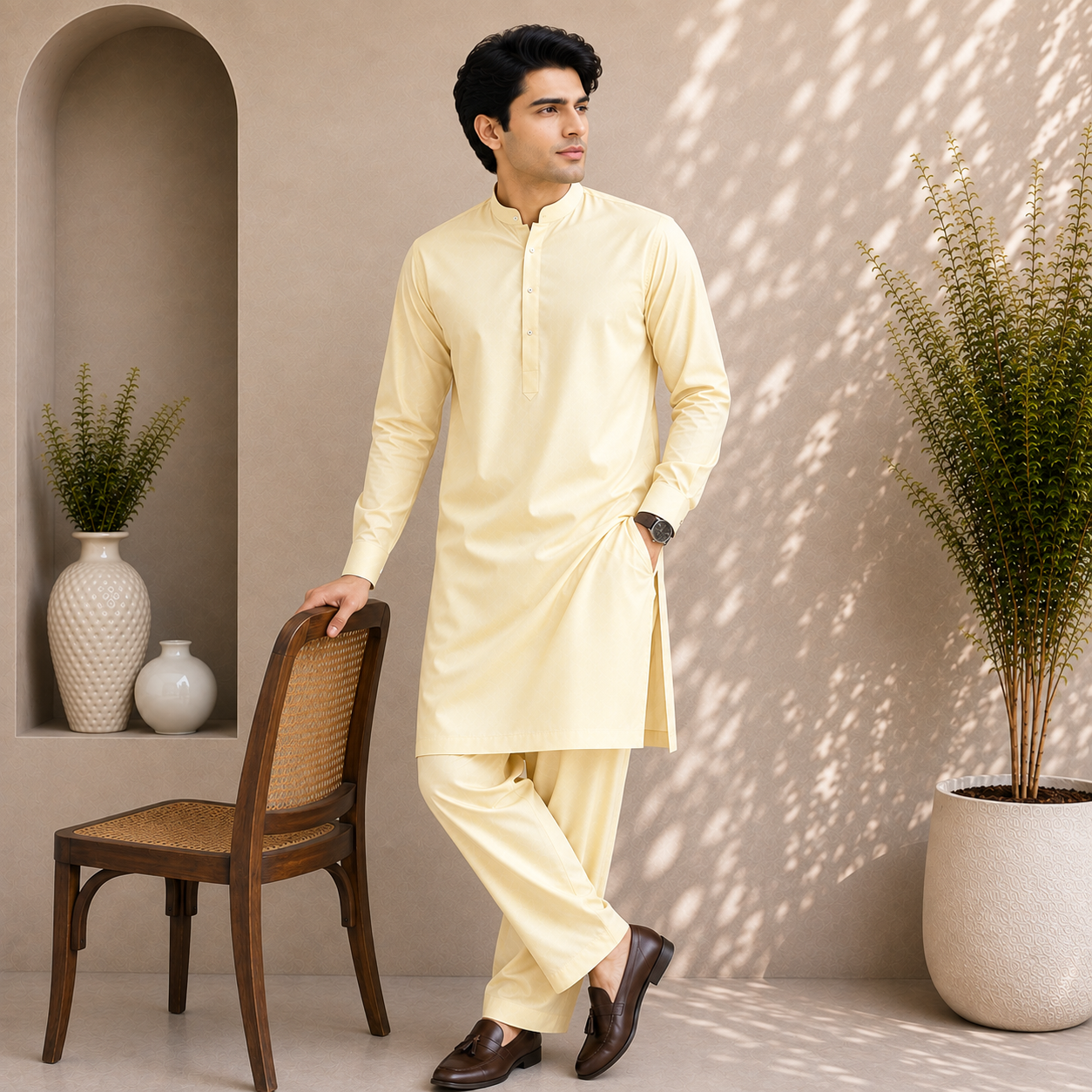 Gull Ahmad Washing Wear  Light Yellow